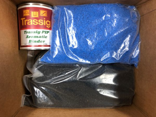 Blue and Black EPDM Poured in Place Rubber Repair Patch Kit for Commercial Playground Wear Layer Surfacing Damage