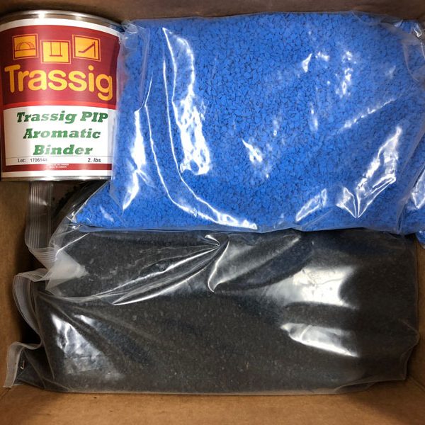Blue and Black Poured in Place Rubber Repair Patch Kit Blue and Black EPDM Poured in Place Rubber Repair Patch Kit for Commercial Playground Wear Layer Surfacing Damage