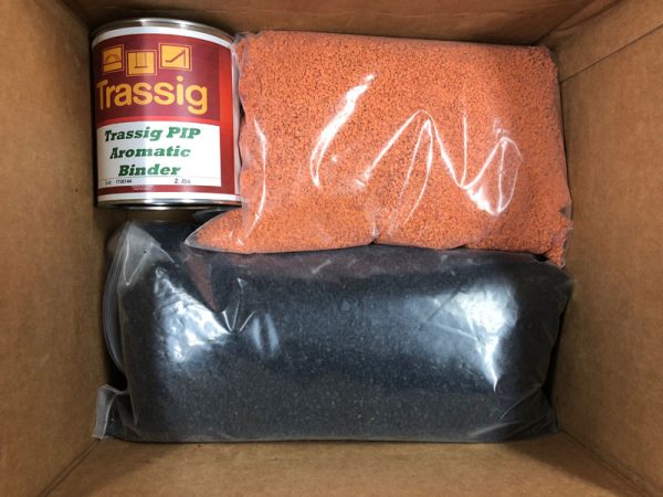 Orange and Black EPDM Poured in Place Rubber Repair Patch Kit for Commercial Playground Wear Layer Surfacing Damage