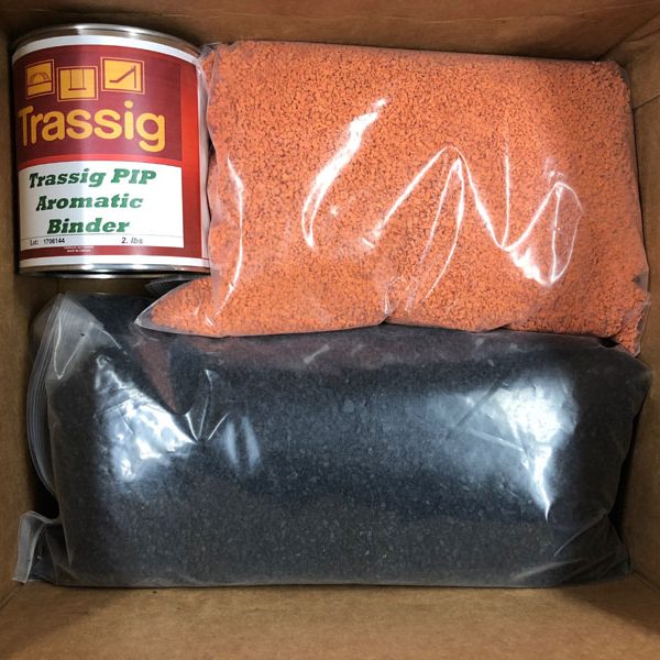 Orange and Black Poured in Place Rubber Repair Patch Kit Orange and Black EPDM Poured in Place Rubber Repair Patch Kit for Commercial Playground Wear Layer Surfacing Damage