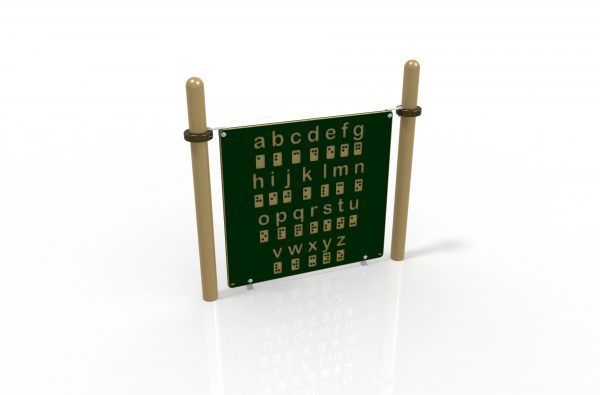 Braille_greentan Educational playground panel to learn braille