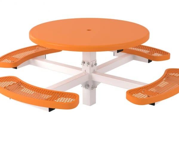 round and solid pedestal picnic table