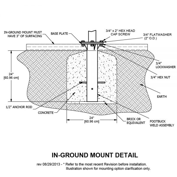 in-ground mount for outdoor fitness equipment