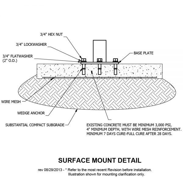 surface mount for outdoor fitness equipment